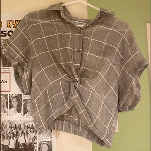 Olivaceous Button Up Grey Crop Top